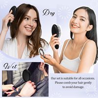 Brosse à cheveux démêlante personnalisée avec logo, mini brosse à coussin d'air, pour adultes et enfants, noire, pour cheveux épais, bouclés, humides ou secs
