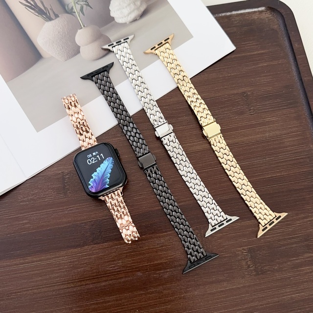 Women Fashion Thin 14mm Zinc Alloy Metal Strap Slim Watch Band for Apple Watch (WB0169S)