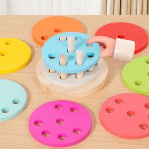 Wooden Construction <b>Puzzle</b> Shape Color Sorter Activity Sort Game STEM Educational Stacking Blocks Toy Set - Product Image 2