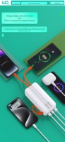Power Bank Kapasitas Tinggi 30000mah Layar LED Digital Pengisian Cepat Tahan Air Kabel Ganda untuk Baterai Ponsel Grosir