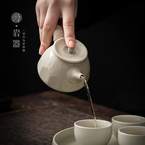 Théière en céramique Shangyan ronde avec couvercle, théière à thé Kung Fu en poterie pour le thé de l'après-midi - Product Image 4