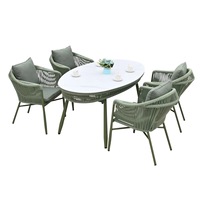 Ensemble de salle à manger d'extérieur en corde tressée, mobilier de jardin en aluminium pour patio et cour de villa