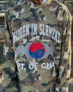 사용자 정의 빈티지 워시 대형 헤비급 박시 FIT T 셔츠 면 전체 DTG 인쇄 카모 와플 열 긴 소매 T-hsirt - Product Image 1