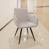 Fauteuil de salon et de salle à manger de style nordique, en tissu velours, avec pieds en métal, élégant et confortable