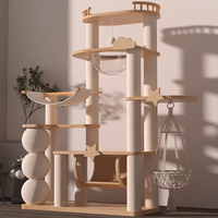 Arbre à chat extra-large en bois massif, design moderne et luxueux, écologique, avec lit intégré, 4 niveaux, montage facile pour