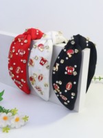 Diadema Ancha de Tela con Perlas Rojas, Blancas y Negras de 5cm, Hecha a Mano, de Alta Calidad, para el Día de la Independencia