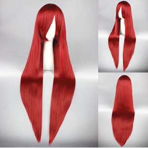 Fairy Tail Elza Scarlet Wine Red Wig - 100cm Long Straight