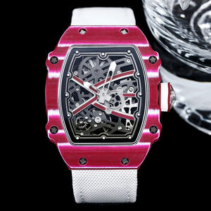 Montre-bracelet mécanique haut de gamme, ultra-fine, mouvement intégré, boîtier en fibre de carbone, cadran gravé, statut noble - Product Image 1