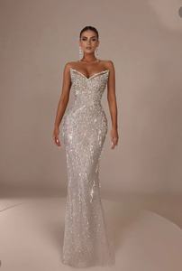 <strong>Top</strong> Quality <strong>Sequins</strong> White Celebrity Nightclub Fashion Runway <strong>Party</strong> Long Elegant Evening Dress - Product Image 2