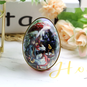 กล่องเหล็กทรงไข่อีสเตอร์ DAMAI สำหรับใส่ขนม ช็อกโกแลต กล่องดีบุกพร้อมตุ๊กตากระต่ายครอบครัว ตกแต่งด้วยไข่อีสเตอร์หลากสีสัน - Product Image 5