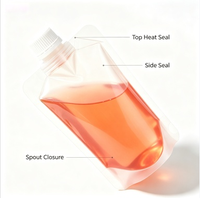Pochette souple personnalisée avec bec verseur, refermable, pour liquides, en plastique transparent, avec bouchon blanc