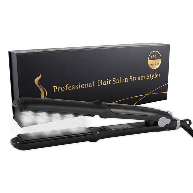 Professional MCH Hair Dryer Argan Oil Steam Iron Home Salon Ceramic Tourmaline Flat Iron LED Customizable Hair Straightener