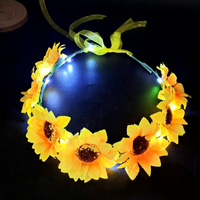 Guirlande Lumineuse Tournesol, Couronne de Fleurs LED Clignotante Faite à la Main en Résine Plastique, Style Mori Girl, pour Attractions Touristiques et Marchés Nocturnes