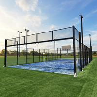 Système de clôture en métal pour terrain de padel en verre trempé panoramique, fabricant de terrains de padel commerciaux intérieurs et extérieurs