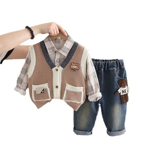 Autunno 3 pezzi abbigliamento formale jeans set per ragazzi 5 anni - Product Image 1