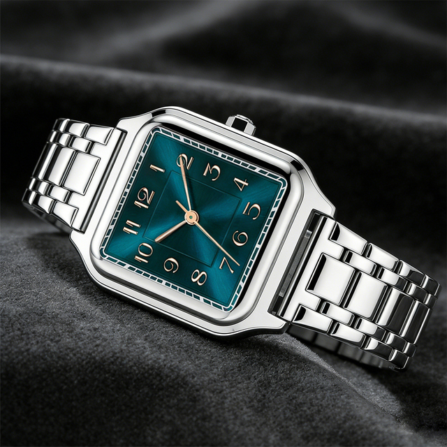 High-end Business Men's Quartz Watch Stainless Steel Alloy Square Watch Fashion Casual Waterproof Men's Watch