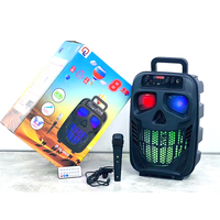 Microphone sans fil portable en plastique avec télécommande USB/XLR/RCA, lumière LED RGB, Bluetooth, TF, FM, AUX, enceinte de fête 10W 8 pouces, karaoké