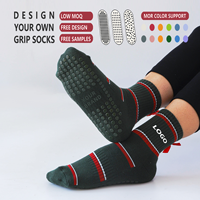 Nouvelles chaussettes de yoga personnalisées pour femmes, design logo, chaussettes de Pilates, chaussettes de fitness antidérapantes avec décoration nœud 3D