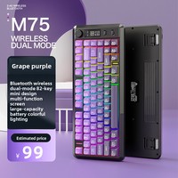 Clavier sans fil optique FreeWolf M75, double mode, non mécanique, avec touches PBT, rechargeable, portable, USB-C, pour le jeu, utilisation mini