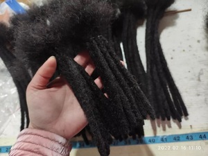 Dreadlocks-Cabello humano hecho a mano para hombre, pelo afro de ganchillo, color negro, 1b, 6 pulgadas, 0,8 cm, 0,6 cm, tamaño - Product Image 2