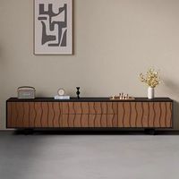 Meuble TV vintage français rétro en bois d'ingénierie noir KMJ avec support de télévision au sol pour salon