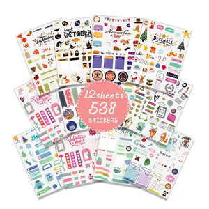 New Design Yearly Planner Stickers Sheets Pegatina Calendar Custom Paper Carfts Waterproof Supplies Scrapbooking