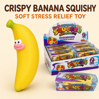 Jouet Squishy Banane Croustillante Forme Fruit Courbé Visages Drôles Jouets Anti-Stress à Presser Cadeau 12 Pièces Boîte de Présentation