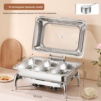 Réchaud de buffet rectangulaire en acier inoxydable avec couvercle en verre 9L, chauffage à l'alcool, pour usage commercial, restauration et hôtellerie, chauffe-plats
