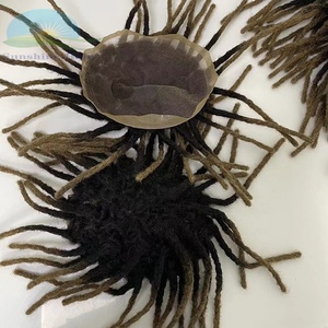 Perruques en cheveux indiens Remy pour hommes, <span class=keywords><strong>dreadlocks</strong></span>, base en dentelle complète, style afro <span class=keywords><strong>dreadlocks</strong></span>, 1b 27 pour couleur blonde cendrée, toupet décoloré - Product Image 4