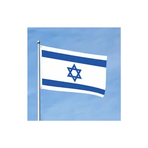 Penjualan terlaris 150*90cm besar biru putih bendera Israel gantung di dinding dan tiang bendera untuk Israel pendukung ukuran kustom bendera nasional