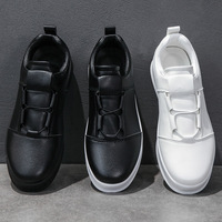 2025 nouveaux loisirs hommes adolescents couleur unie cuir confortable augmenter lumière sport chaussures plates