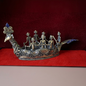 Sculpture artisanale en laiton de bateau tribal Dokra, art populaire traditionnel, objet de décoration pour la maison - Product Image 1