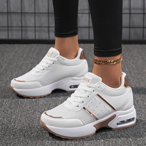 Chaussures décontractées à plateforme pour femmes, baskets compensées à talons hauts, rehaussantes, blanches, pour l'extérieur - Product Image 2