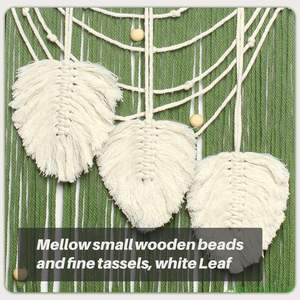 Décoration murale pour chambre et salon, feuille en macramé, design moderne, tissu 100% coton, Vietnam - Product Image 2