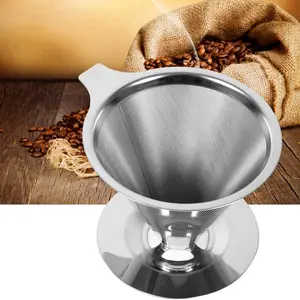 Double Mesh Liner Cold Breaded Portable 304 Drip Pour Over Reusable Filter Kopi Dripper Stainless Steel