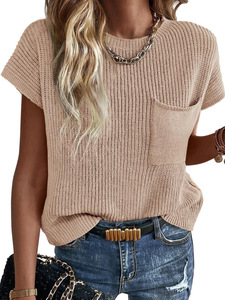 Débardeurs de loisirs d'été personnalisables pour femmes gilet tricoté à carreaux respirant avec Logo avant couleurs contrastées Style décontracté - Product Image 5