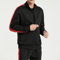 Ensemble de sport respirant et anti-transpiration pour homme avec capuche, veste de sport et pantalon de survêtement, motif uni, 100 % polyester, cordon de serrage, collection automne