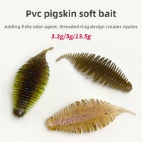 Umpan Lunak Buatan Bentuk Cacing Daun Datar, Ekor Jarum Berulir, Bentuk Kulit Babi, Bentuk Siput, PVC Tenggelam, Kemasan Besar untuk Memancing 10cm 7cm 6.5cm