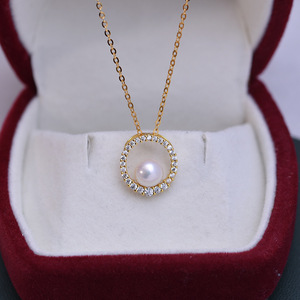 Collier pendentif en perles d'eau douce de 6 à 7 mm, blanc, lumière intense, presque sans défaut, pour femmes, argent S925, cercle, bijoux de haute qualité - Product Image 1