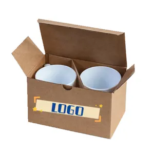 Kustom Dicetak Kotak Kertas Kraft Mug Set Kotak Hadiah Kopi Keramik Kotak Mug Kemasan untuk Cangkir