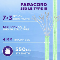 Cordon de parachute réfléchissant 550 lb 4 mm, cordon de parachute lumineux 328 pieds, cordon de tente multicolore, corde à vent pour équipement de camping, kit de survie