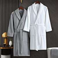 Peignoirs d'hôtel en coton blanc standard en gros, peignoirs de spa en tissu éponge respirant et doux, peignoirs en coton unisexe pour hôtel