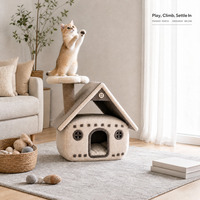 Nichoir de luxe moderne en polyester massif pour animaux de compagnie, lit chaud d'hiver pour petits chiens, maison pour chats, villa
