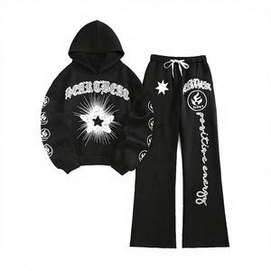 OEM Sublimation Print Custom Unisex Windproof Acid <b>Wash</b> Retro 2 1 Tracksuit Heavyweight 100% Cotton Baggy Rhinestone Windbreaker - Product Image 4