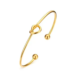 Bracelet en acier inoxydable avec noeud de manchette, bijoux pour femme, en or 18k, nouvelle mode