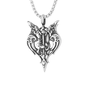 Non Tarnish Jewelry Stainless Steel Norse Viking Double Owl Bird Charm Pendant Necklace