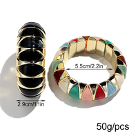 Bracelet Élastique Femme de Haute Qualité, Vintage et Élégant, en Acrylique Plaqué Or, avec Perles Géométriques en Losange Irrégulier