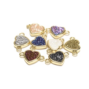 Серебряный, цвет шампанского, радуга, прозрачный, синий, фиолетовый, черный, золотой, друза, агат, кристалл, сердце, соединительный кулон, Очаровательные Подвески для изготовления ювелирных изделий 11 мм - Product Image 1