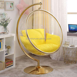 Silla Burbuja Acrílica Transparente con Marco Dorado Moderno y Soporte Colgante para Uso en Exteriores, Sala de Estar, Patio, Parque y Gimnasio - Product Image 4