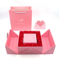 2024 Creative Savon Rose Bijoux Double Porte Cadeau Boîte 16 Fleur Rouge Réversible Proposition Confession Anneau Collier Boîte